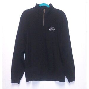 Divots pullover 1/4 Zip Sz  L Black knit LS Huntington Hills Golf Polo sweater